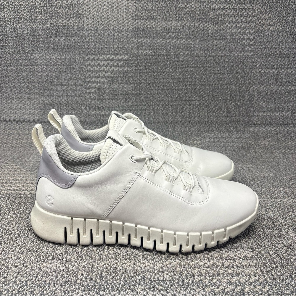 ECCO Gruuv Men's 8.5 EU 42 White Gray Leather Walking Comfort Sneakers Shoes